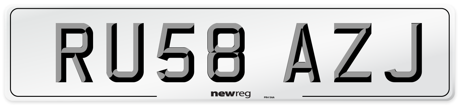 RU58 AZJ Number Plate from New Reg